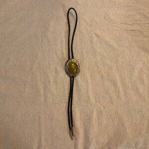 Polished Stone in Native American Style Metal Setting Bolo
